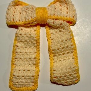 Charming Yellow and Cream Crochet Bow for Kids